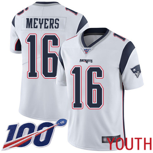 New England Patriots Football 16 Vapor Untouchable 100th Season Limited White Youth Jakobi Meyers Road NFL Jersey